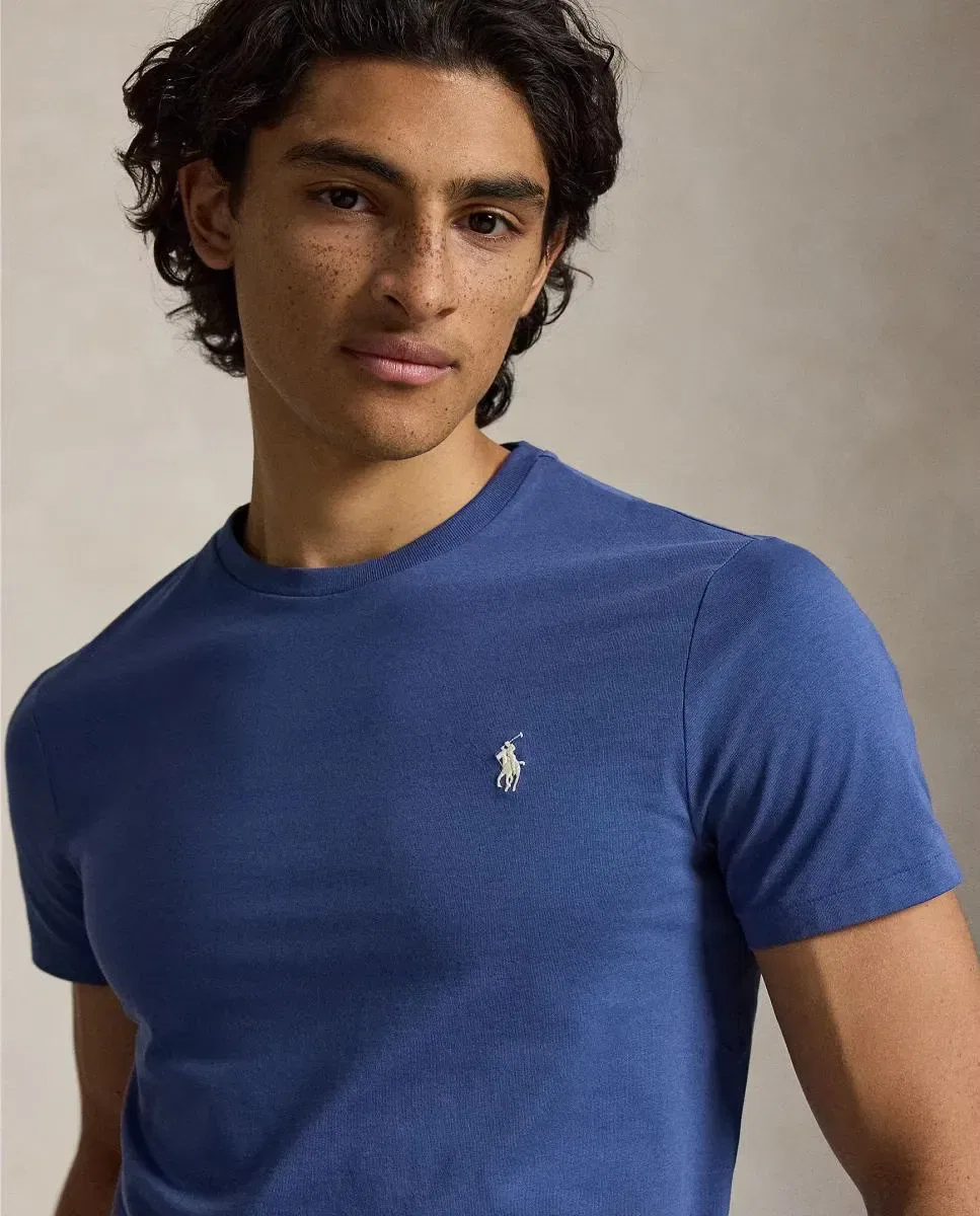 Мужская футболка-поло с принтом Custom Slim Fit Polo Ralph Lauren, Azul índigo — фото 3
