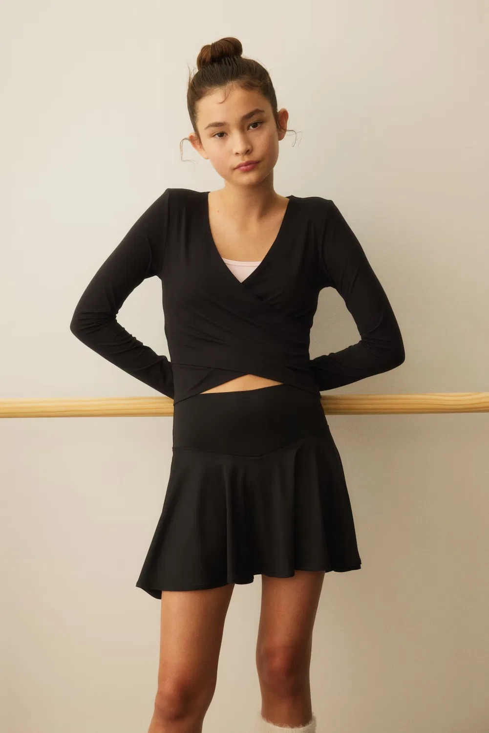 Спортивная рубашка с запахом и мягкой подкладкой H&M, Schwarz