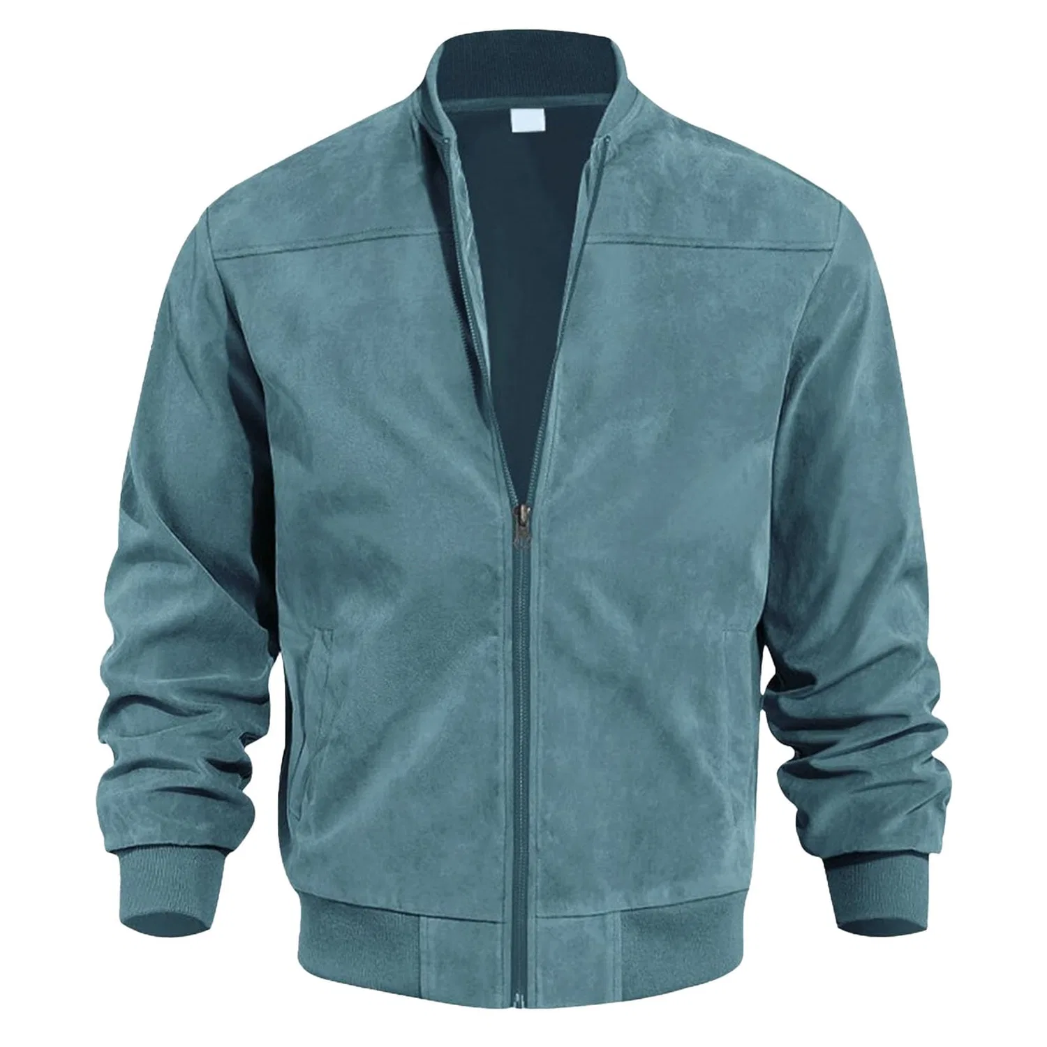 Мужская куртка-бомбер из замши на молнии Vintage Jackets, Blue 2
