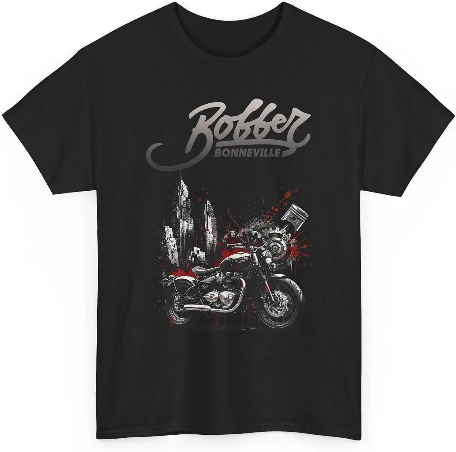 Мужская футболка с принтом двигателя Bonneville Bobber 1200, Black
