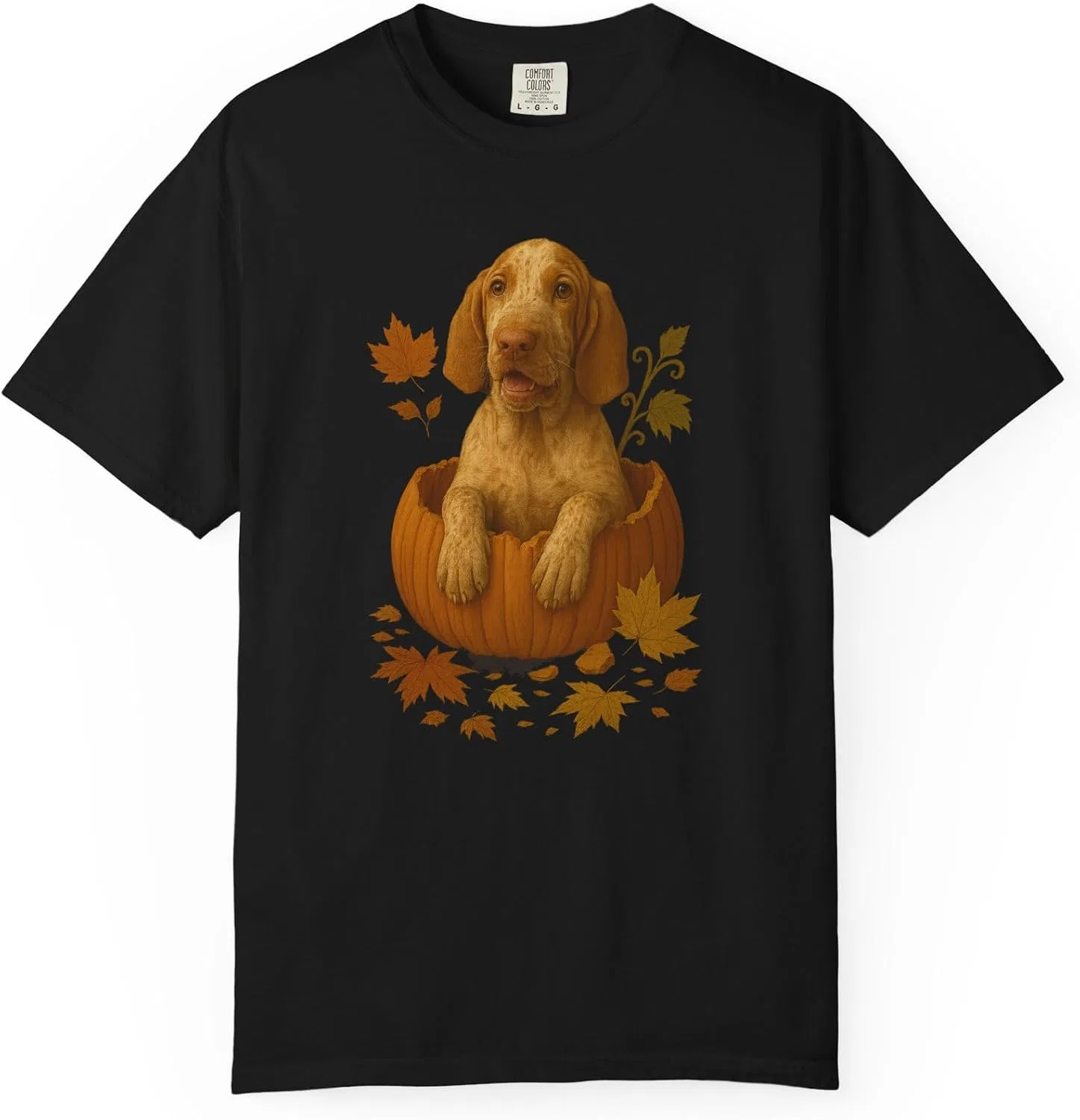 Футболка с принтом Bracco Italiano в тыкве Comfort Colors 1717, Black