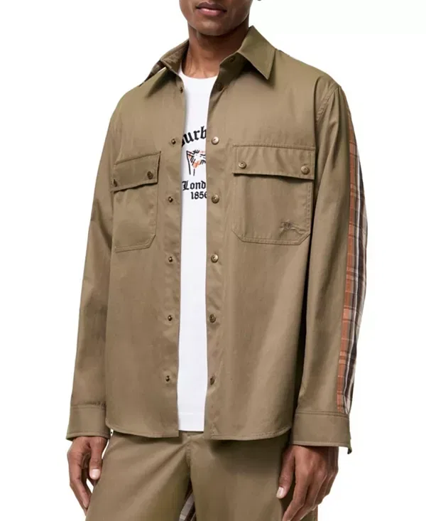 Мужская рубашка из тропического габардина с принтом Knight Burberry, Finch Brown