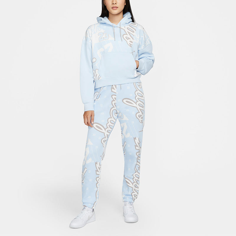 (WMNS) Вязаная короткая толстовка Air Jordan с забавным рисунком, светло-голубая — фото 3