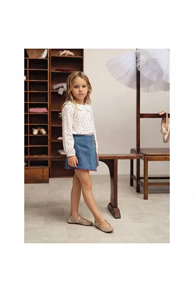Детские шорты для девочек джинсовые Cherry denim shorts skirt Poalakıds, Blue