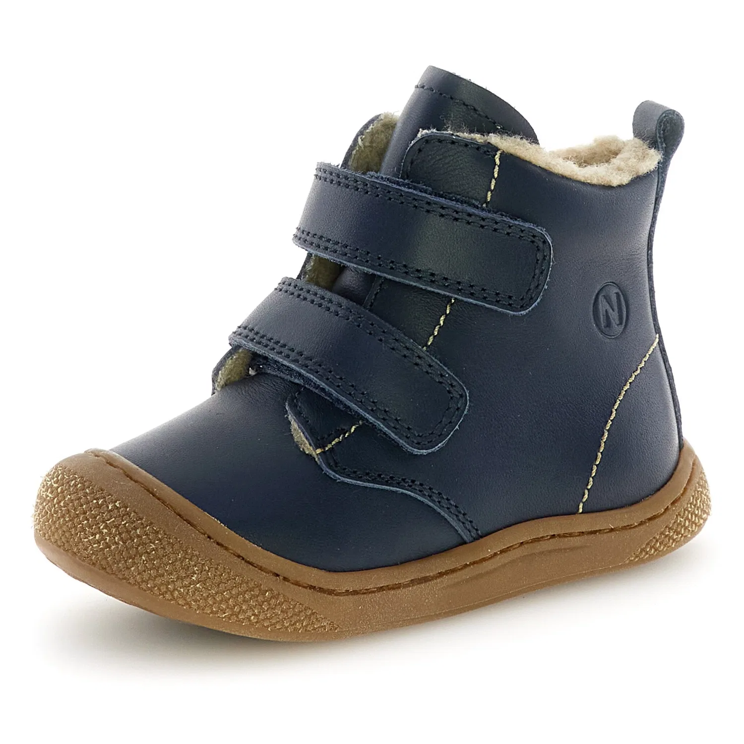 Детские зимние кожаные ботинки на липучках Naturino, Dark Blue