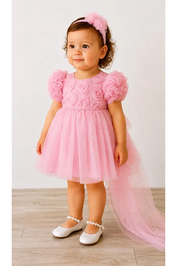 Детское платье для девочек с коротким рукавом 2Kids2Mom, Candy Pink — фото 2