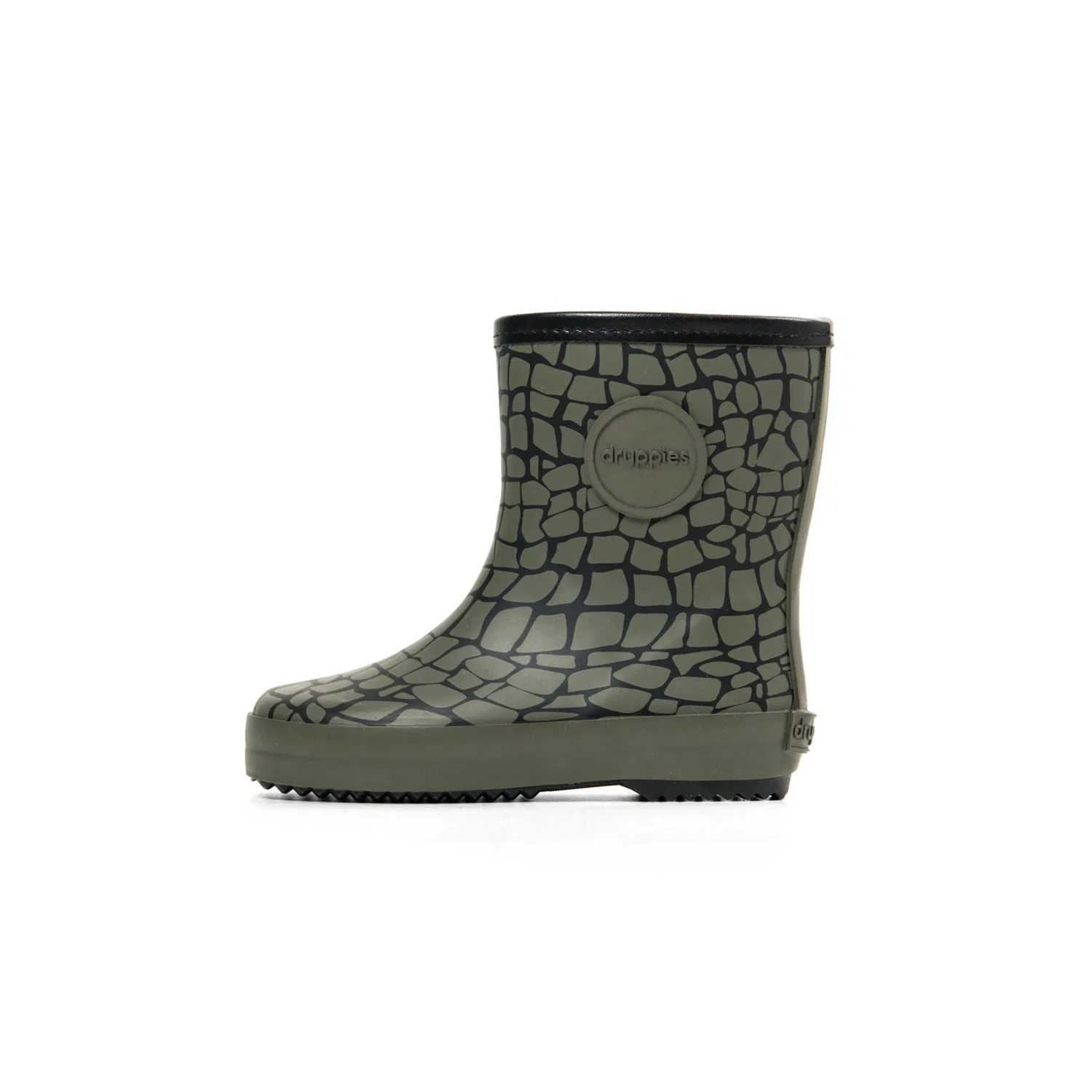 Детские резиновые сапоги с флисовой подкладкой Druppies, Olive/Black — фото 2