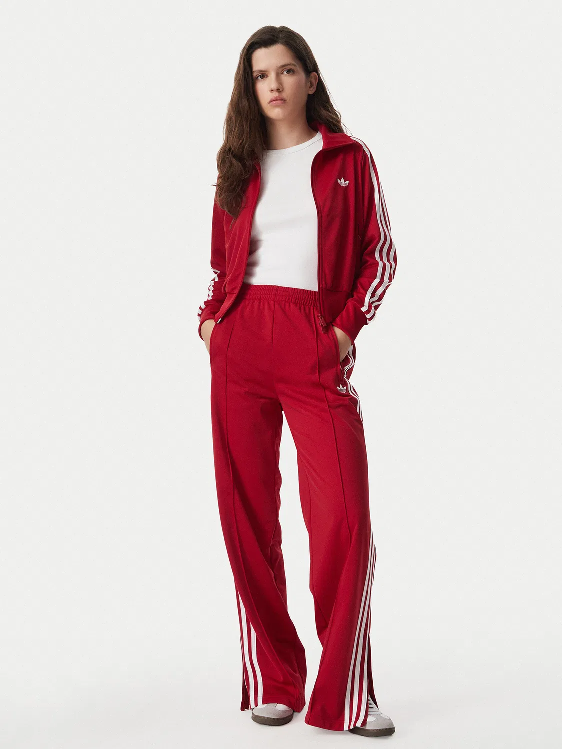 Женские спортивные брюки свободного кроя Firebird Loose Tracksuit Adidas, красный — фото 2