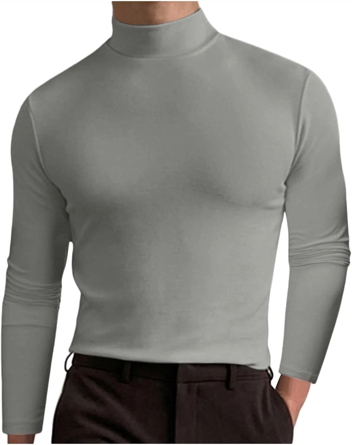 Мужская водолазка с имитацией вязания, Light Gray