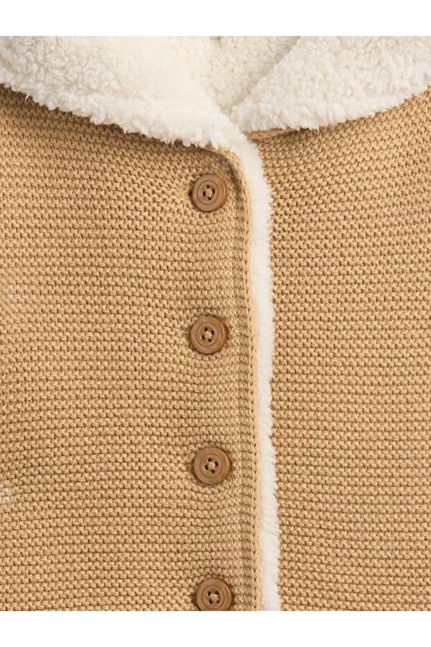 Детская куртка для девочек с капюшоном Sherpa Lined Hooded Cardigan Gap, Light Brown-001 — фото 2