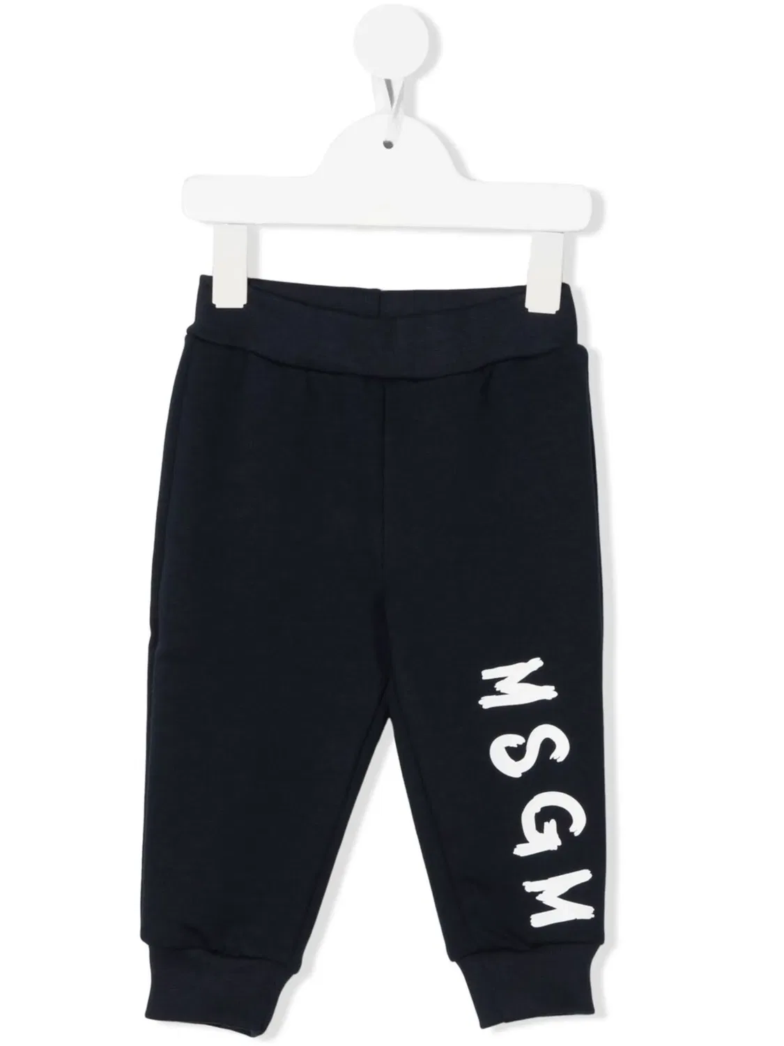 Штаны с логотипом из хлопкового джерси MSGM, темно-синий