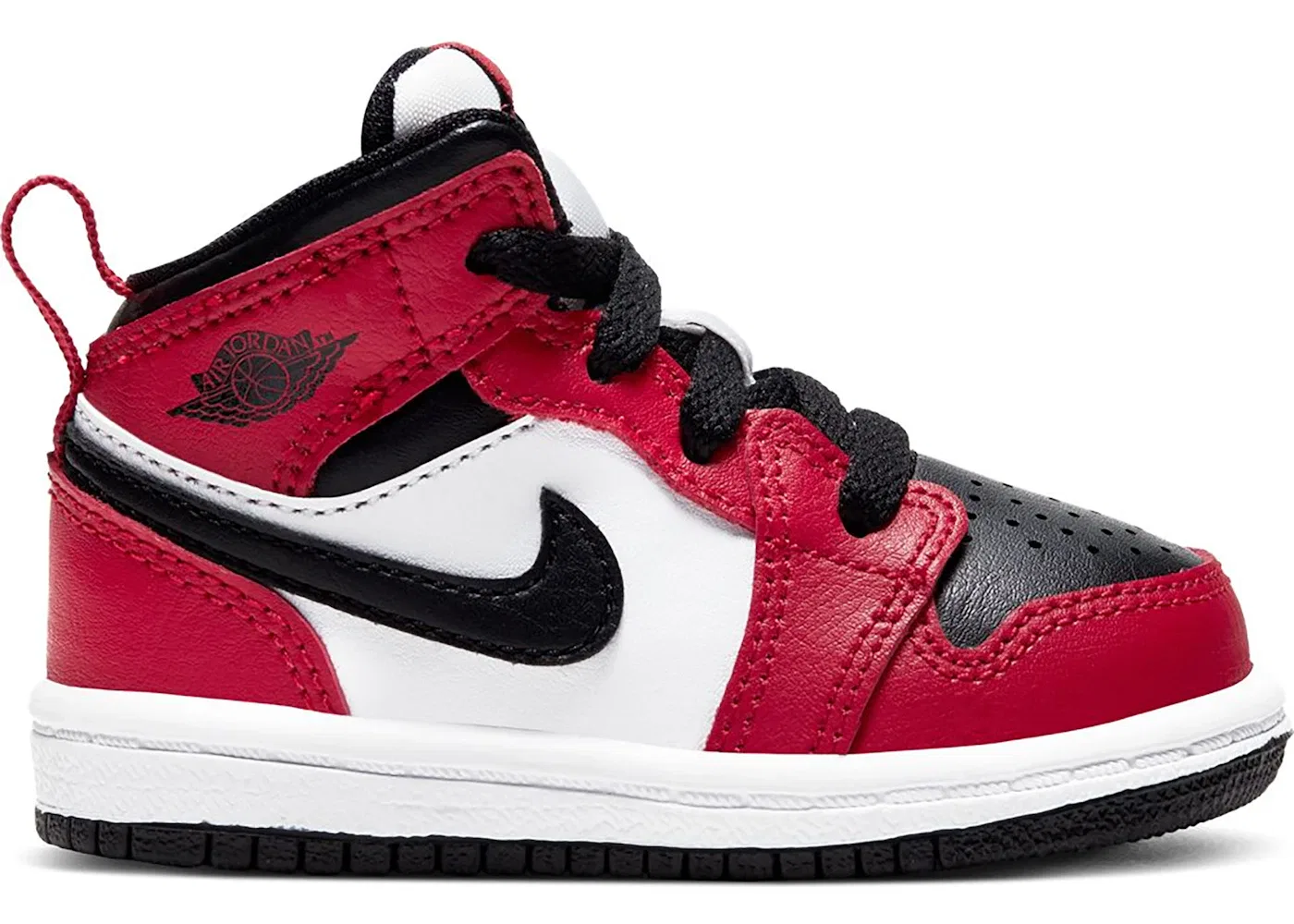 Детские кроссовки с замшевыми вставками Jordan 1 Mid, Black/Gym Red-Black