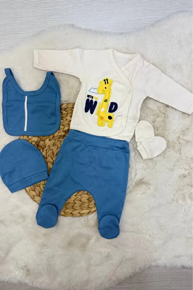 Детский комбинезон для мальчиков с принтом Bamoola For Babies, Blue Giraffe — фото 4