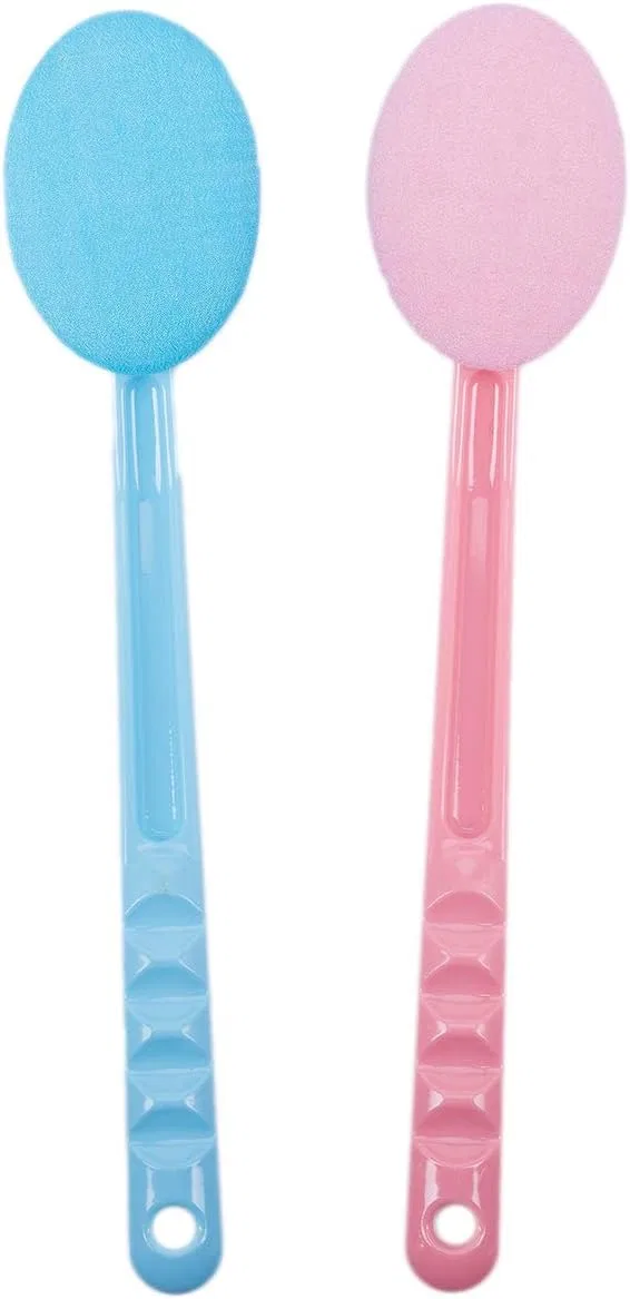 Щетка для тела с длинной ручкой, Beauneo, 2 шт, 37 см, Blue and Pink