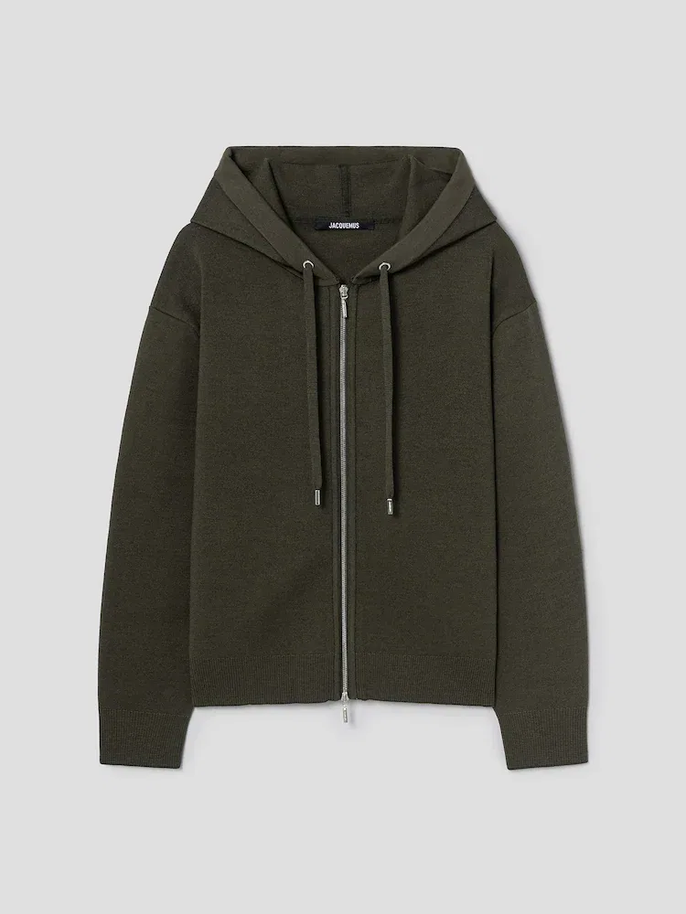 Кардиган с капюшоном из пике JACQUEMUS, Khaki