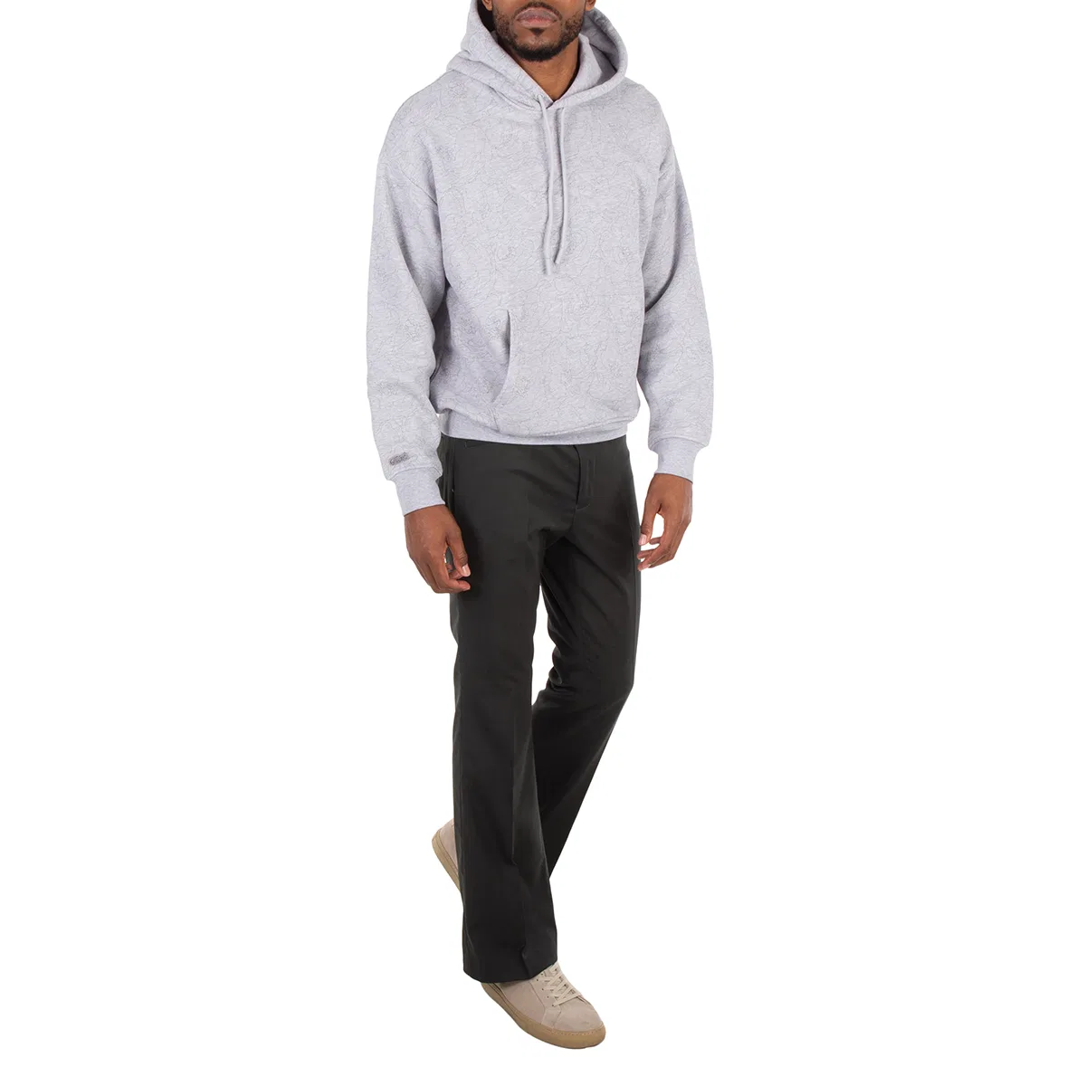 Худи свободного кроя с цветочным принтом Relaxed Fit Floral Print Cotton Hoodie Lacoste, Silver Chine — фото 3