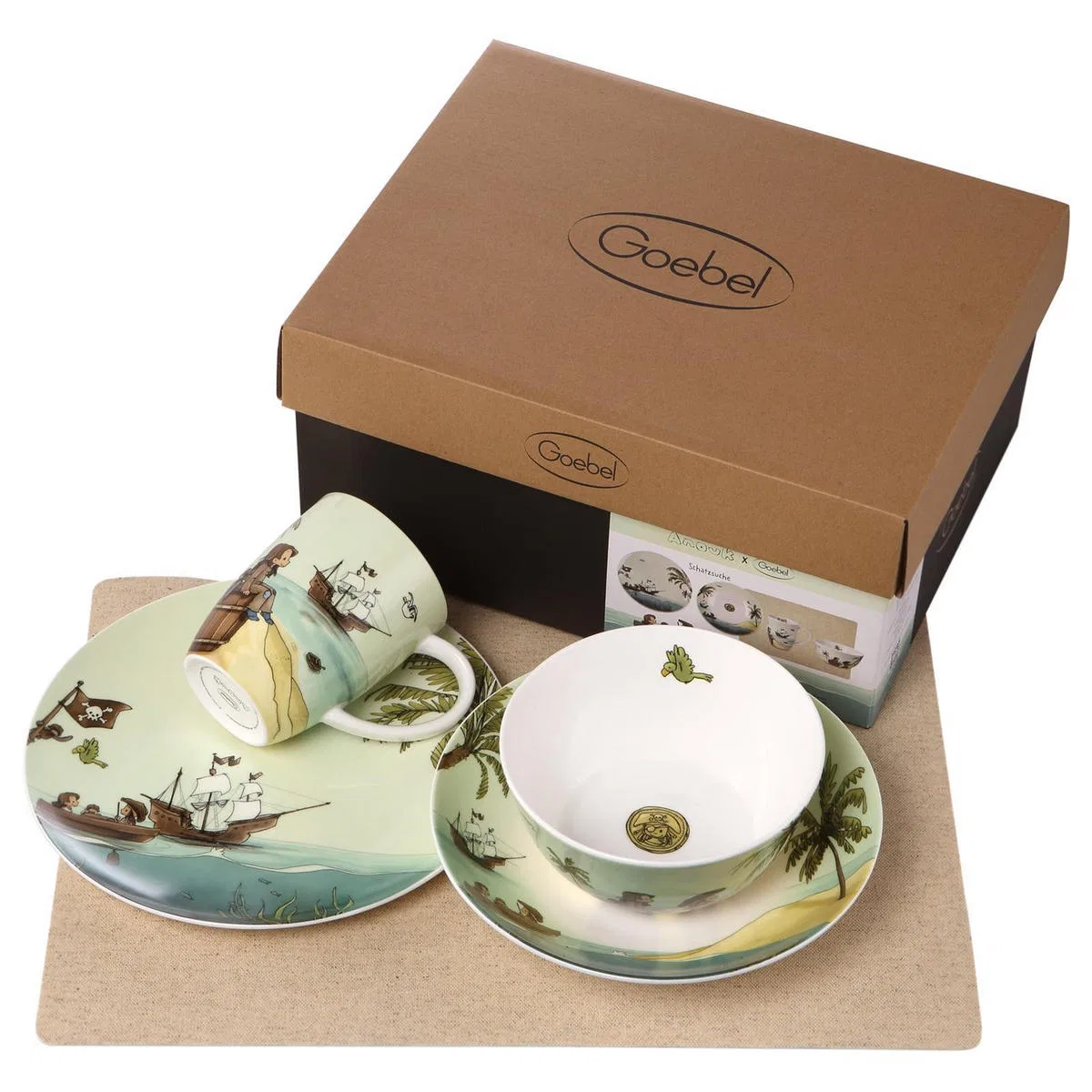 Детский набор посуды из 5 предметов, Fine Bone China, Anouk Schatzsuche Goebel, мультиколор