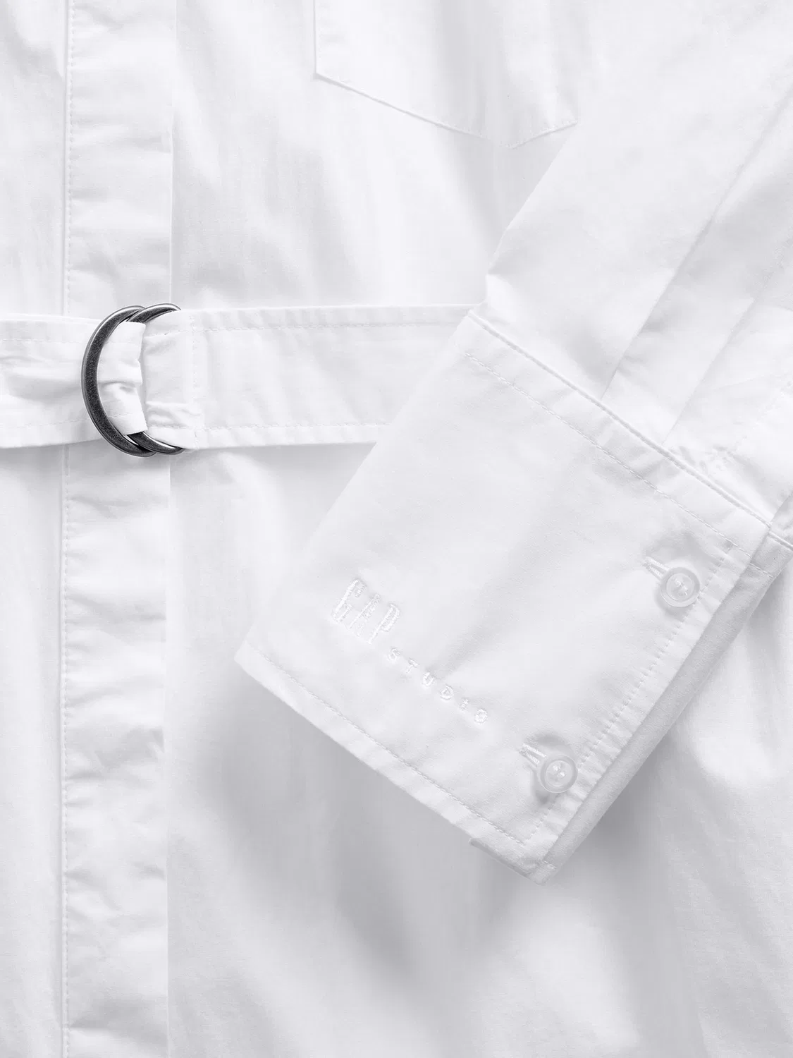 Платье-рубашка oversize GapStudio White Poplin Belted Oversized Maxi Gap, белый — фото 4