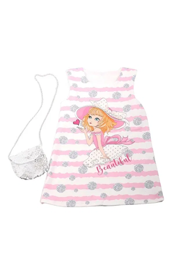 Детское платье для девочек с принтом Summer Dress and Bag Set Dofi, Pink