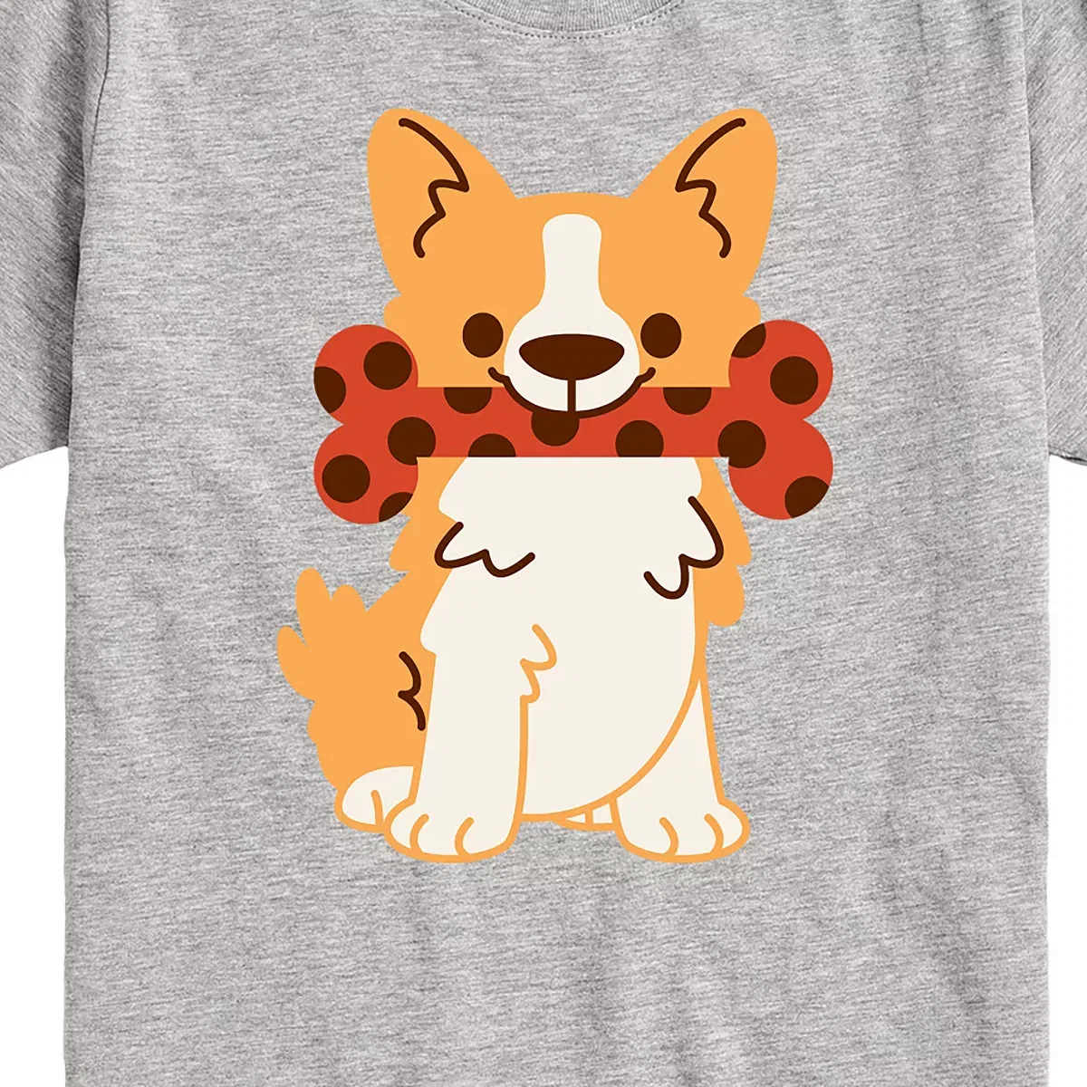 Детская футболка с принтом Corgi With Polka Dot Bone Instant Message, Black — фото 2