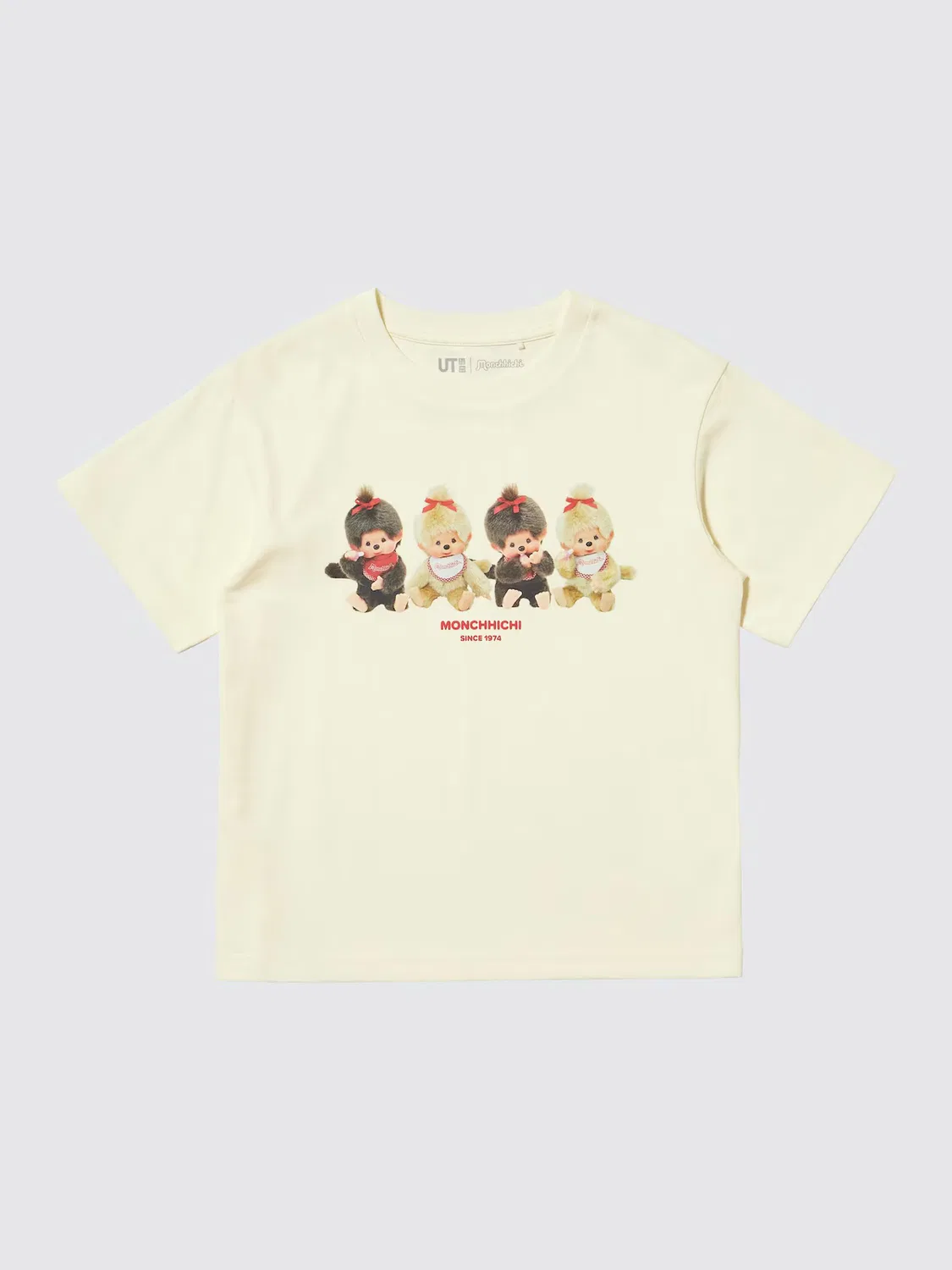 Футболка Uniqlo Monchhichi UT, с коротким рукавом и графическим принтом, кремовый — фото 4