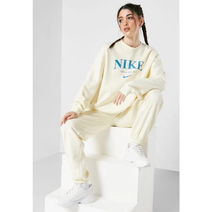 Спортивные брюки с эластичным поясом и шнурком Nike Sportswear Essentials Collection, Кремовый — фото 4