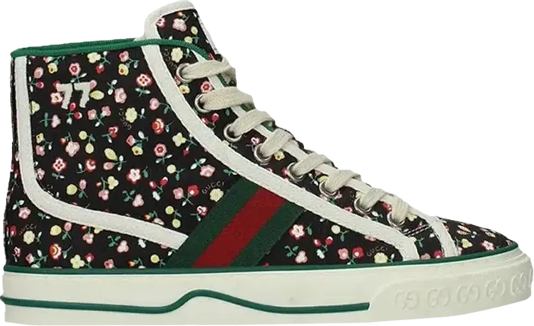 Кроссовки Gucci Wmns Tennis 1977 High Floral Print, синий — фото 2