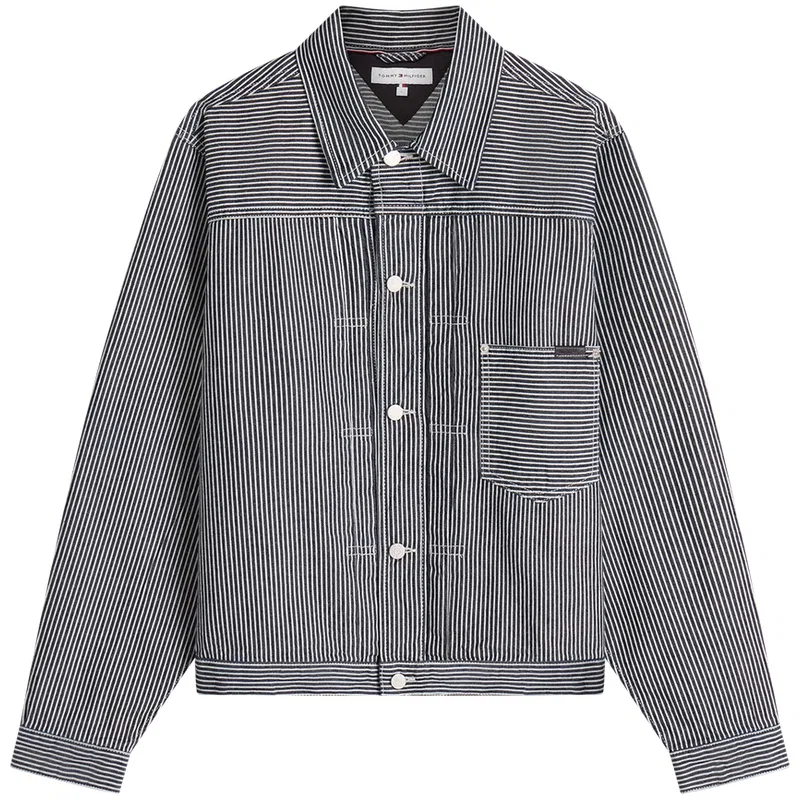 Мужская куртка с лацканами в полоску Navy Blue White Stripes 1BH Tommy Hilfiger, Navy Blue White Stripes 1BH — фото 3