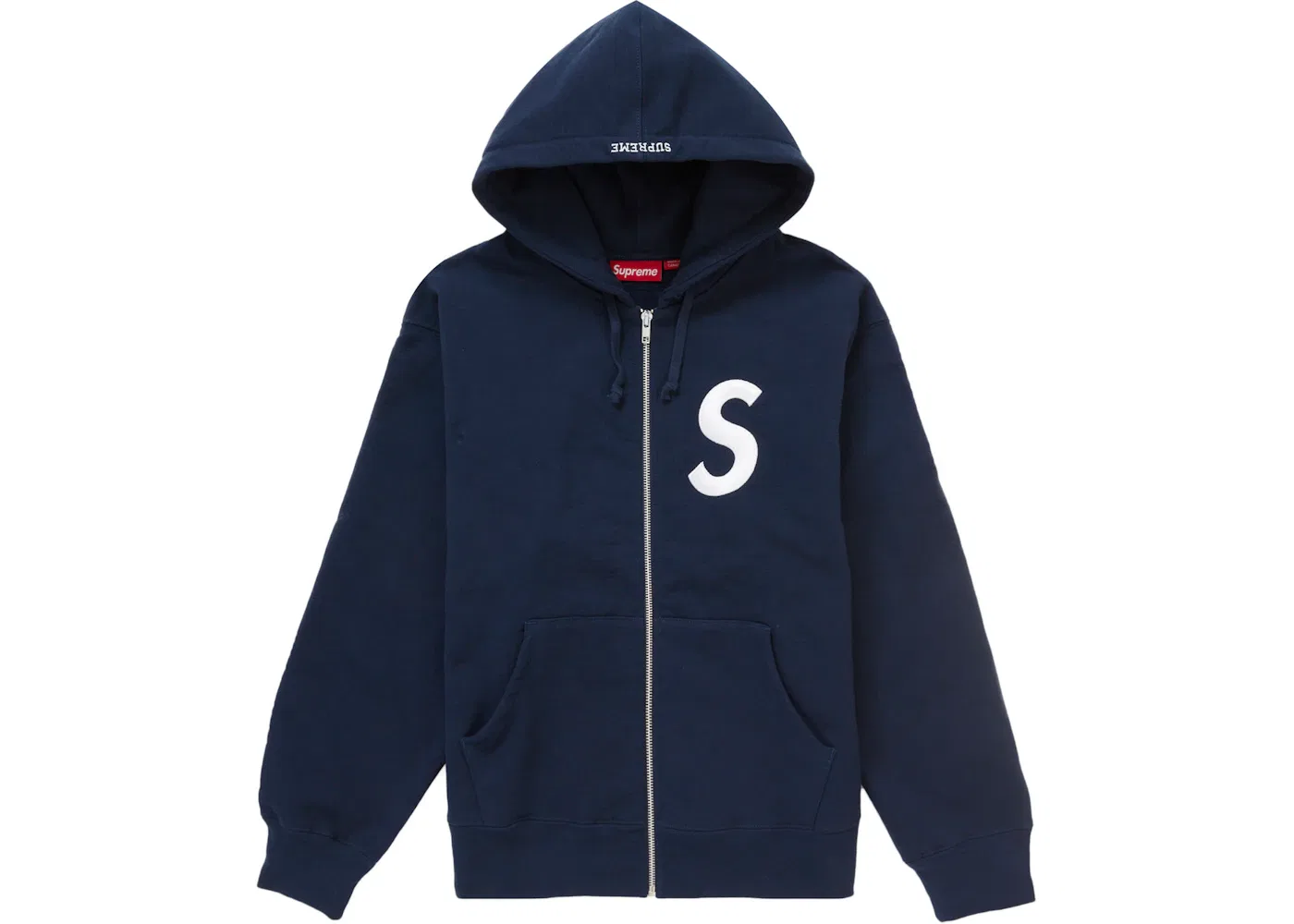 Мужская худи Supreme S Logo Zip Up Hooded Sweatshirt (FW24), Navy