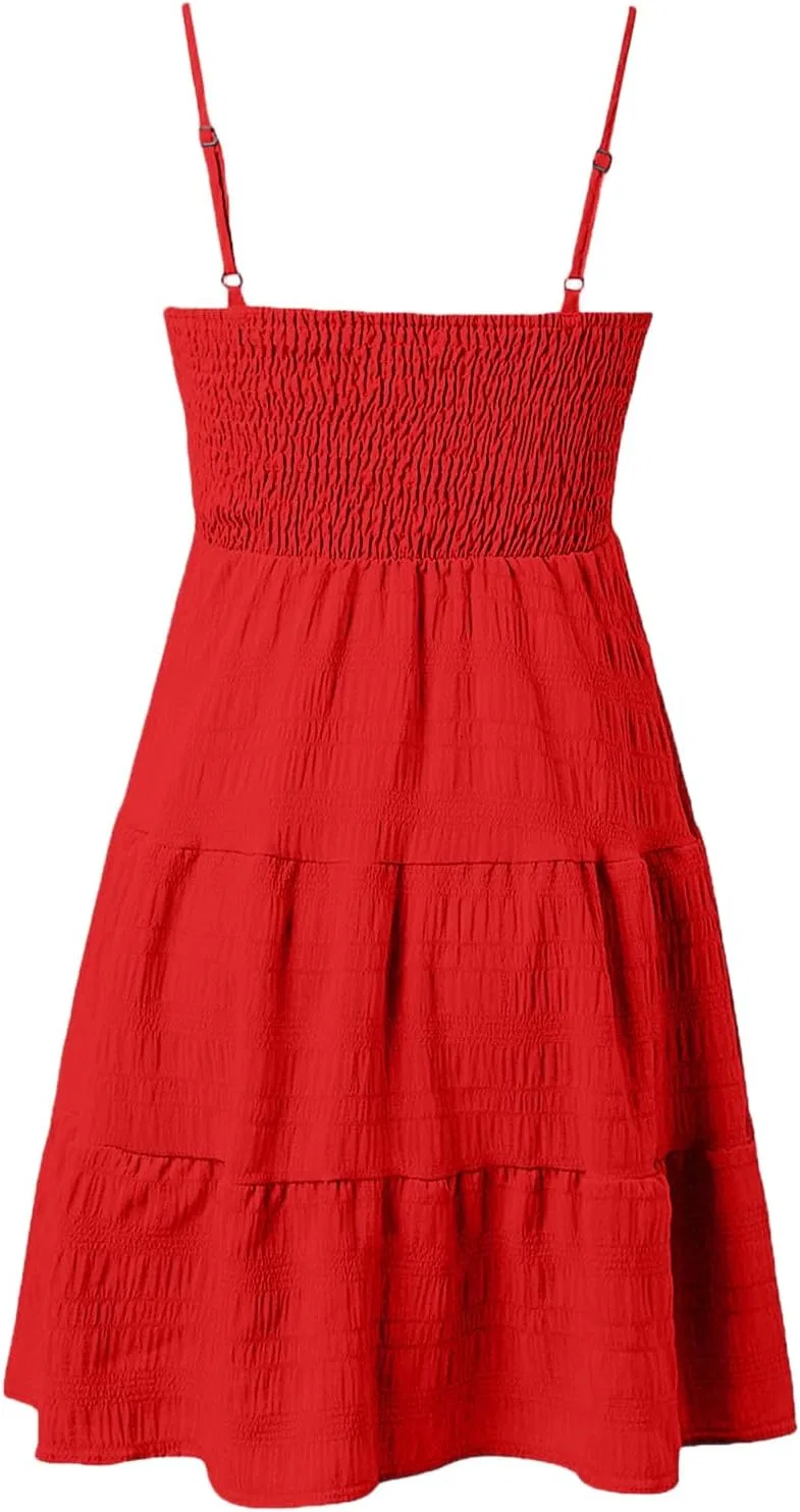 Женское летнее макси-платье на одно плечо с тонкими бретелями Casual Holiday, Red — фото 4