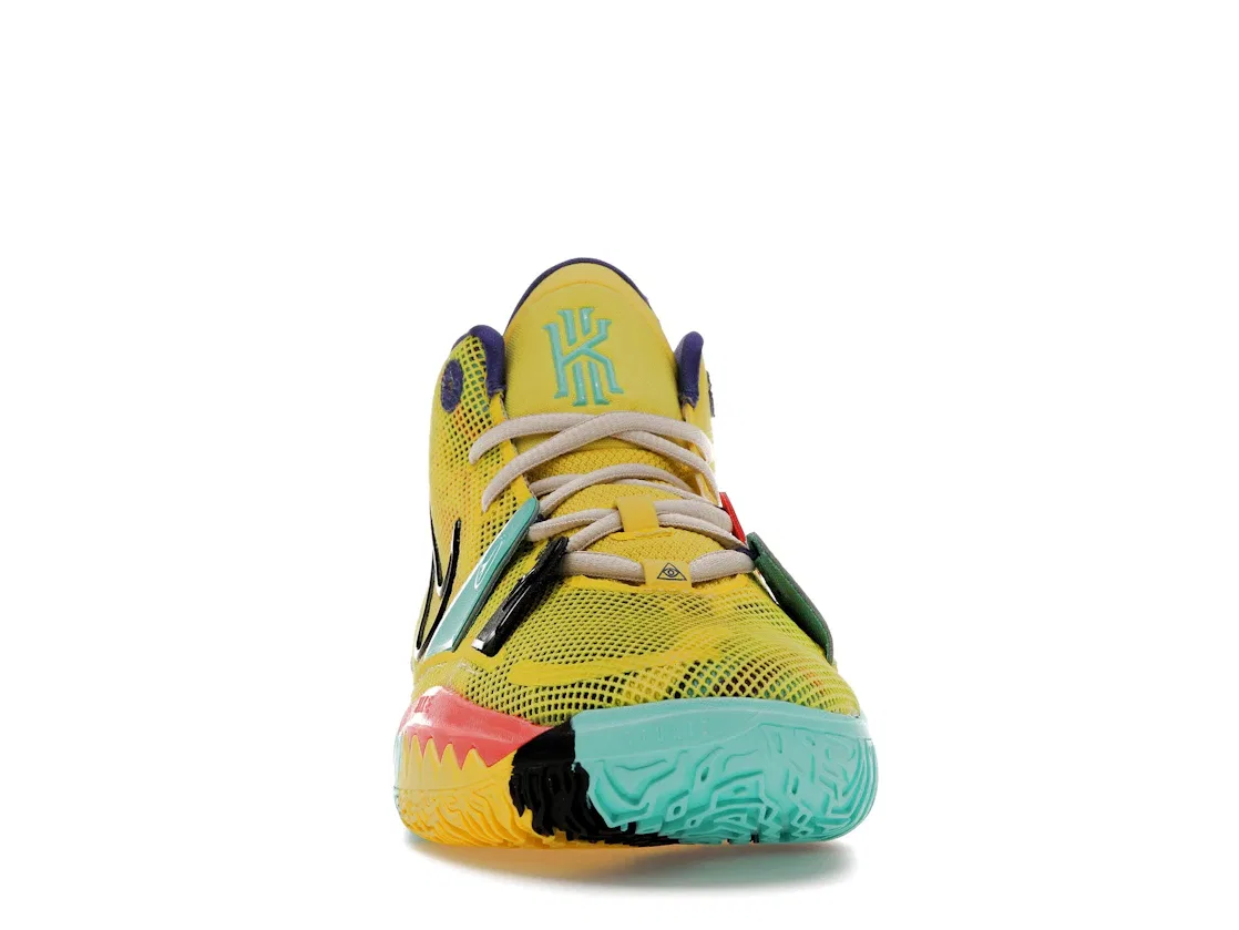 Детские кроссовки для баскетбола с принтом Nike Kyrie 7, Yellow Strike/Black/Green Abyss/Bright Crimson — фото 2