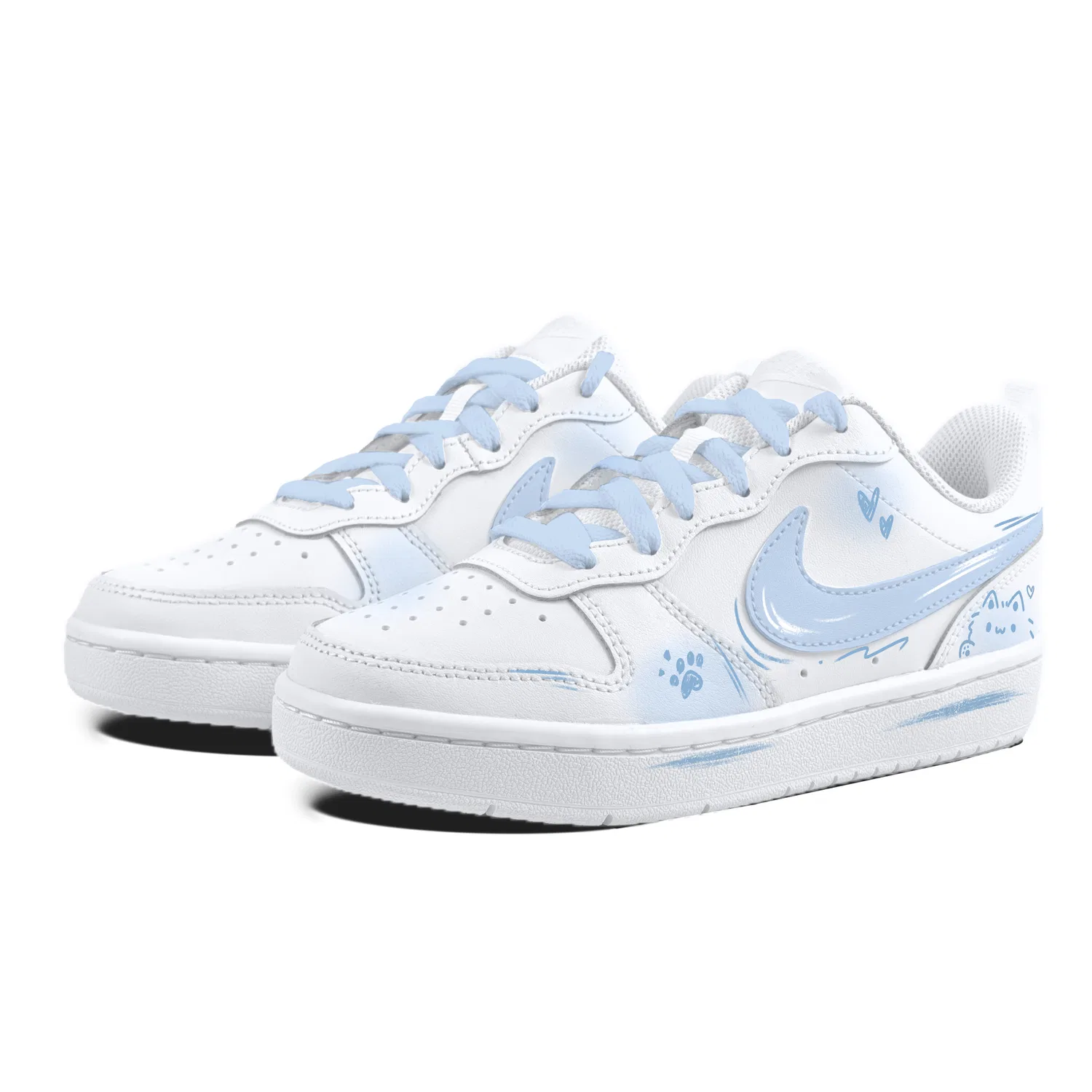 Детские кеды для скейтбординга с принтом кота Nike Court Borough Light Blue