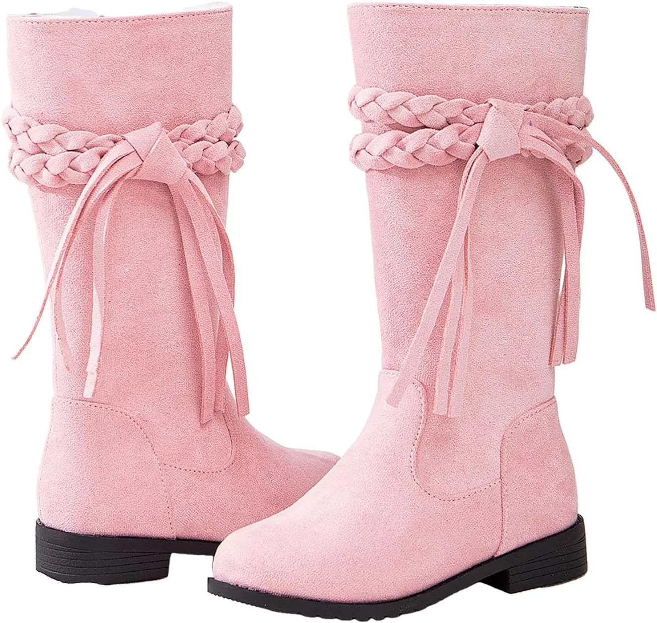 Детские сапоги для девочек с боковой молнией IWIHMIV, Pink — фото 4