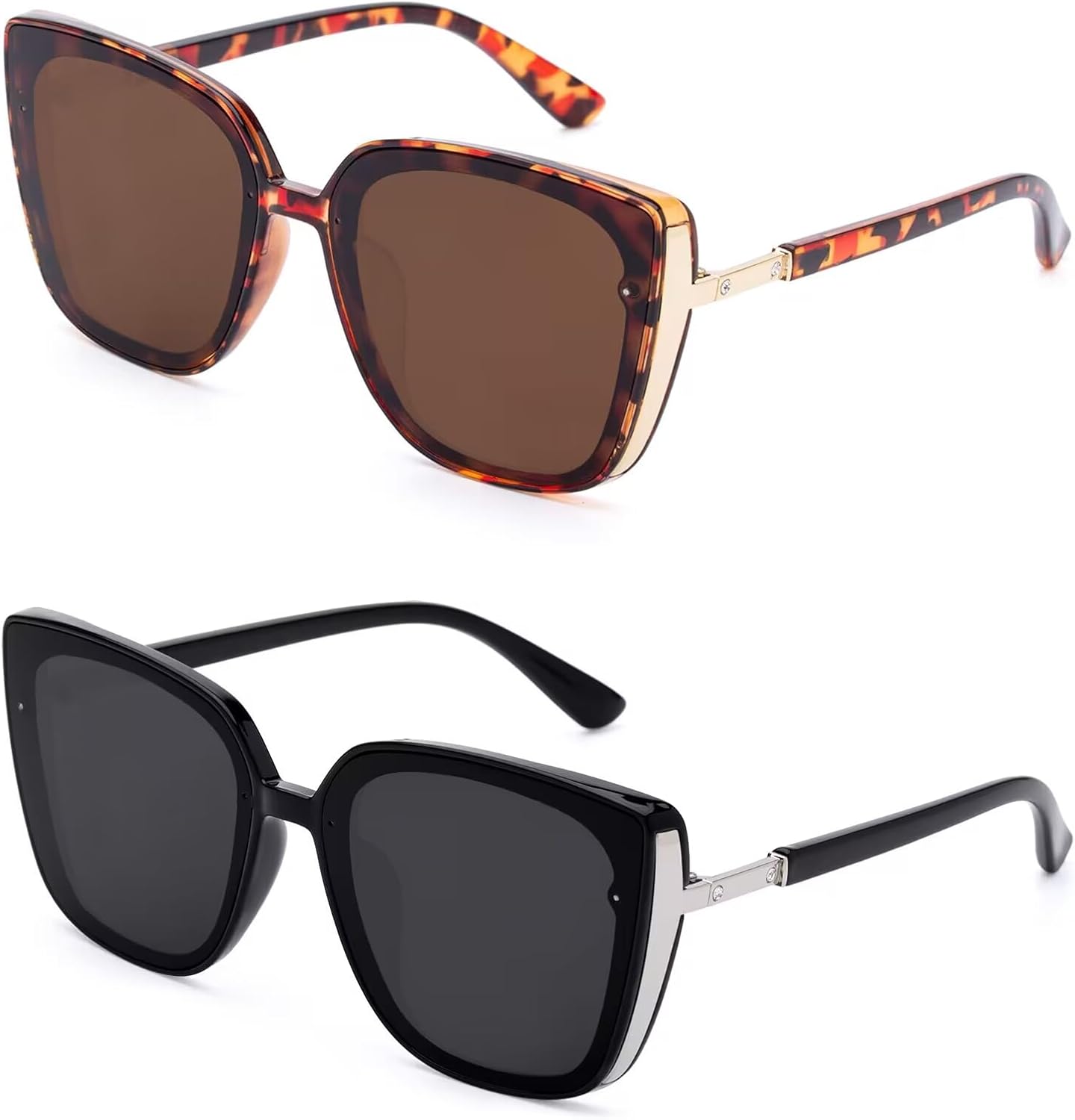 

Пляжные солнцезащитные очки COLOSSEIN для женщин и мужчин. Модные солнцезащитные очки большого размера. Классические квадратные солнцезащитные очки, A1-black+gray Lens/Tortoise+brown Lens