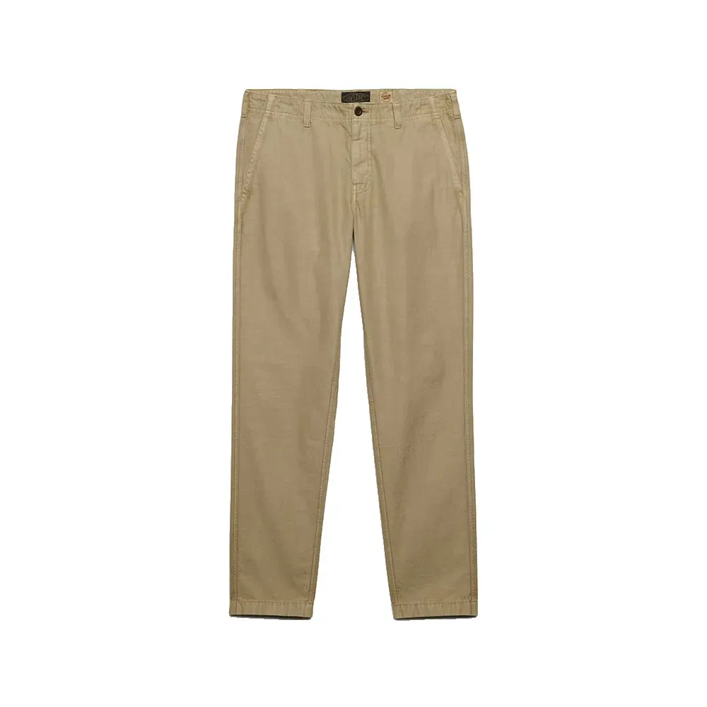 Мужские брюки-чинос Superdry Tapered Washed, Beige — фото 3