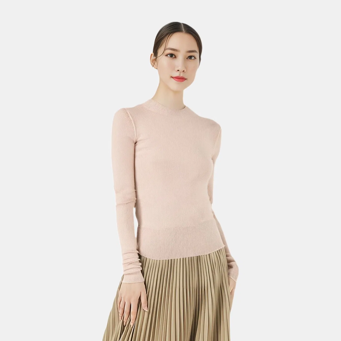 Женский свитер с длинным рукавом x And Wander SS25 Knitwear, ZARA, Light Pink — фото 4