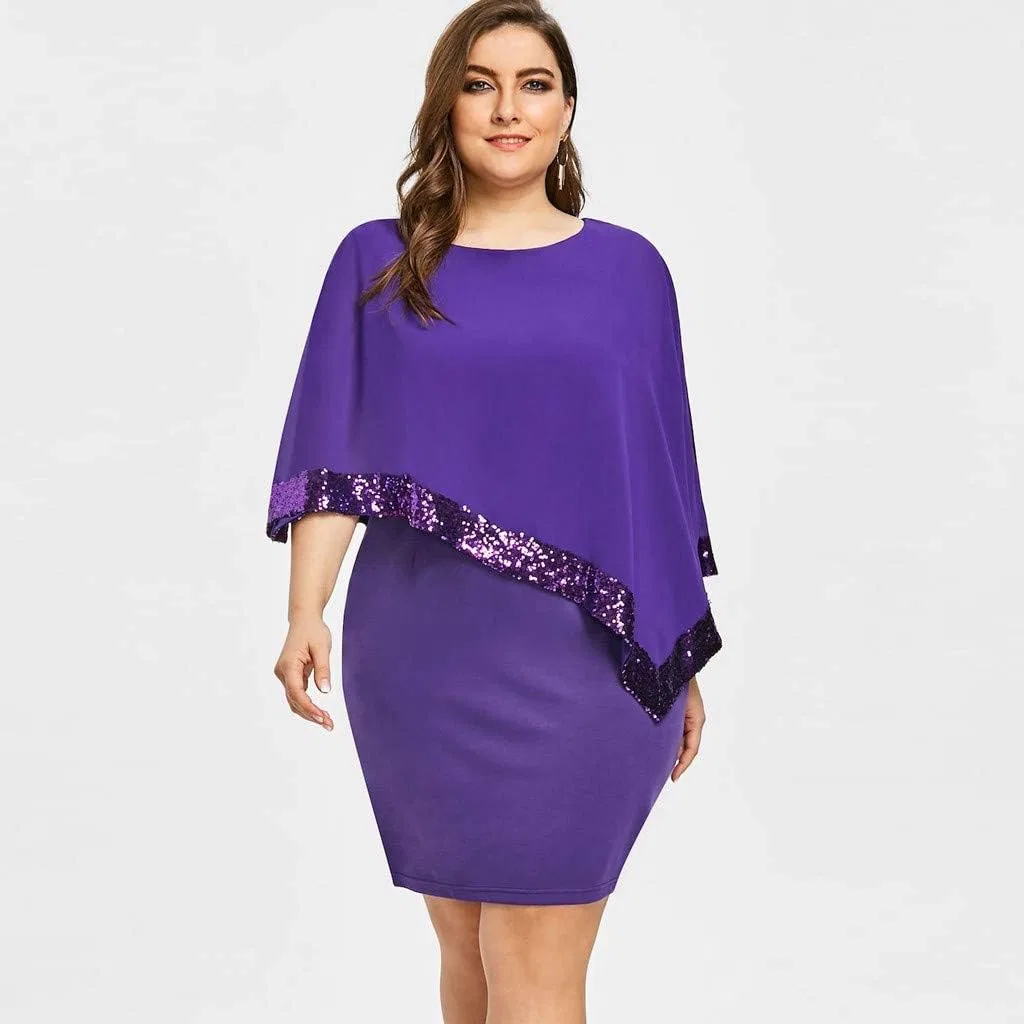 Женское мини-платье с открытыми плечами асимметричное Purple — фото 2