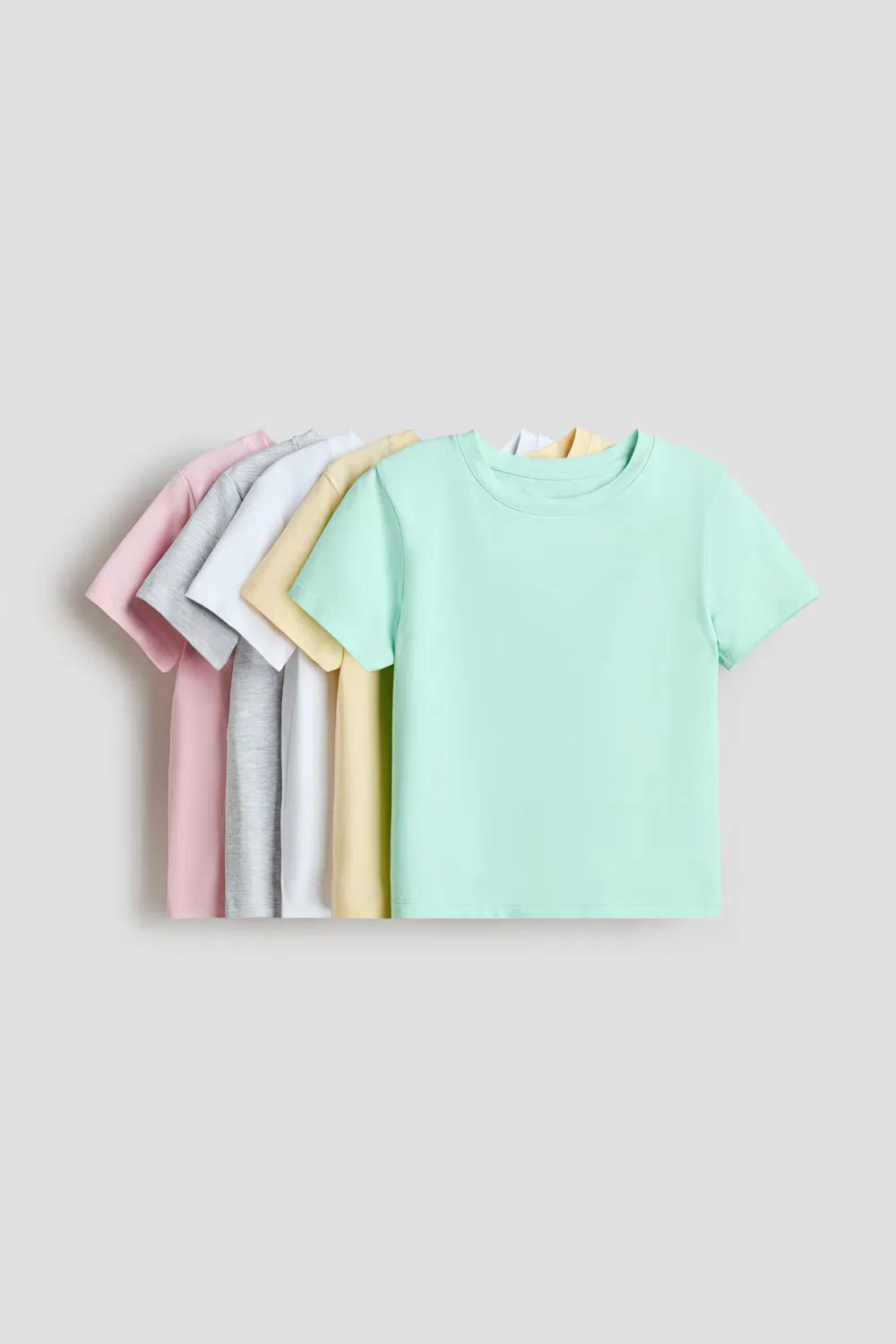 Набор из 5 хлопковых футболок H&M, Türkis/Rosa/Gelb