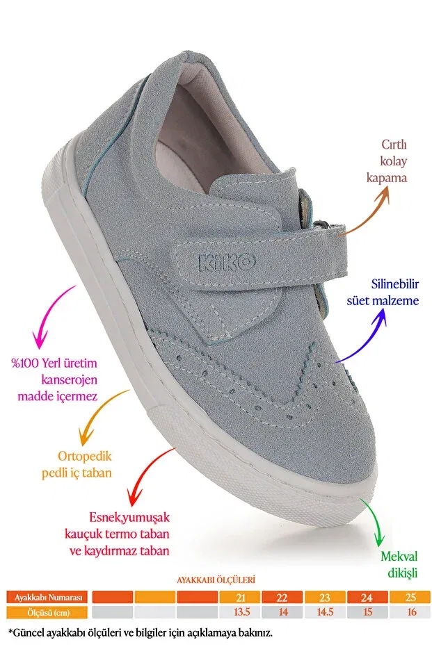 Детские повседневные туфли для мальчиков на липучке Richie velcro first step daily baby boy casual shoes Kiko Kids, Baby Blue — фото 2