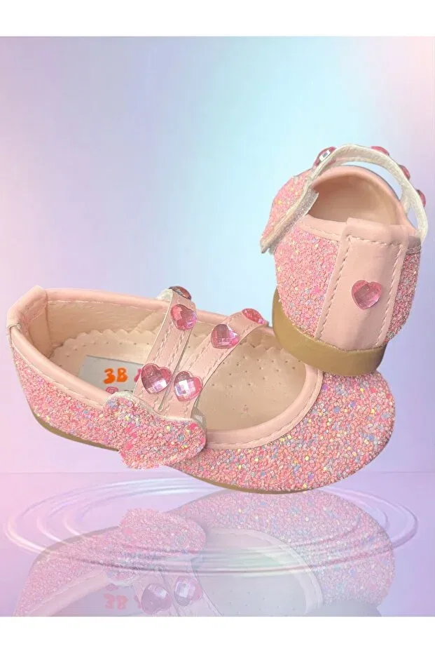 Детские балетки для девочек с принтом 3B Kids, Pink — фото 3