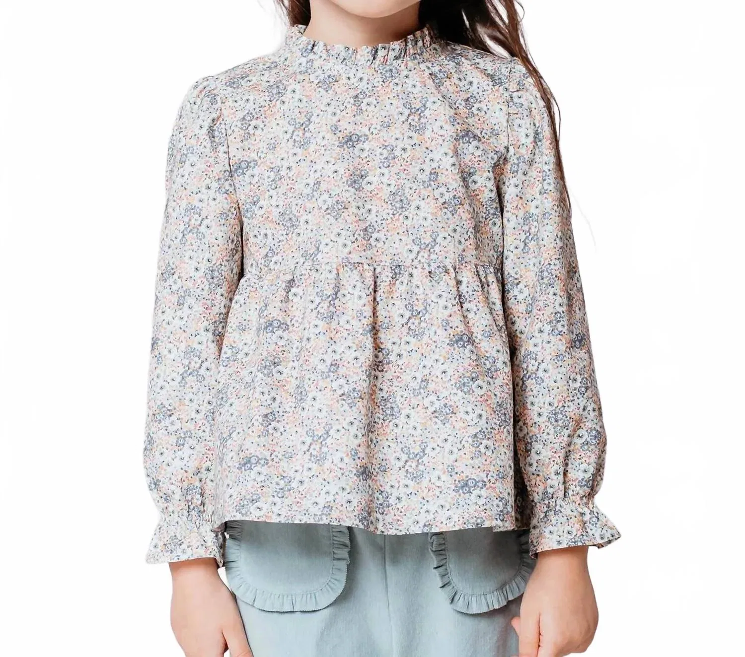 Детская хлопковая блузка с цветочным принтом Viella Floral Blouse Fina Ejerique, зеленый