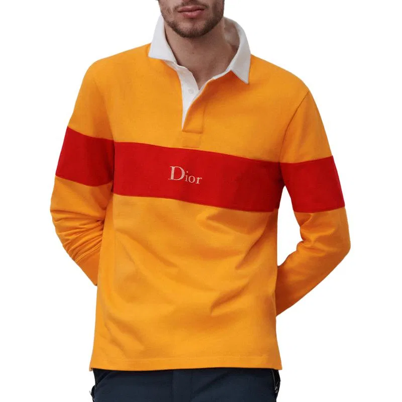 Мужское поло с воротником, средней посадки, straight fit, Yellow, DIOR, Yellow — фото 3
