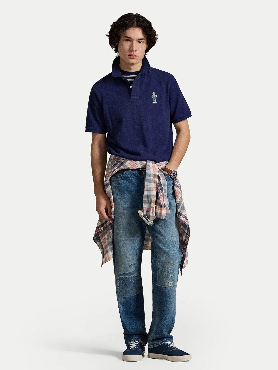 Мужское поло классического кроя Polo Ralph Lauren, темно-синий — фото 2