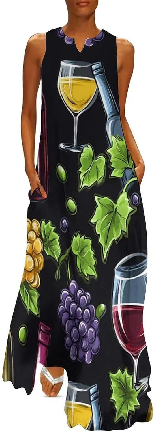 Женское длинное платье без рукавов с карманами, Party Dress, Style