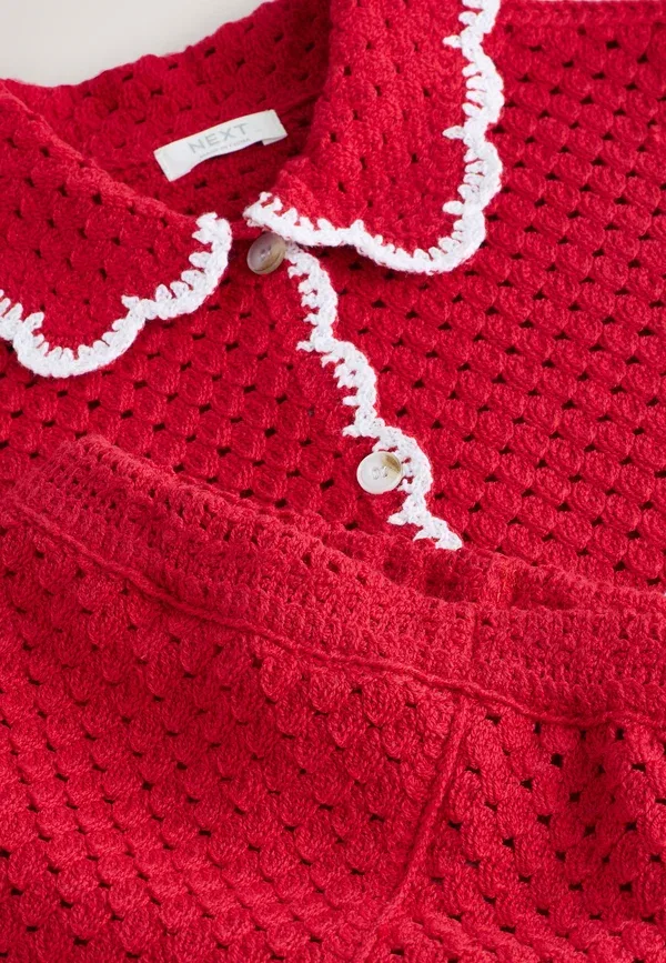 Комплект из шорт и топа, вязаный, Regular fit set, Next, red, красный — фото 4