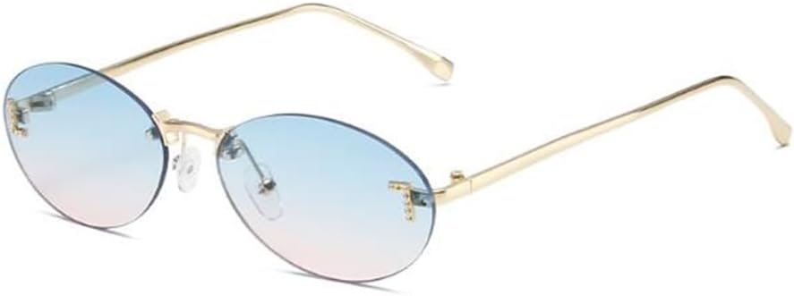 

Солнцезащитные очки в стиле ретро, ​​овальная оправа, маленькая рамка, украшение для ванной, украшение для ногтей в виде буквы L Weloveushop, Gold Fame Upper Blue Lower Pink Flakes