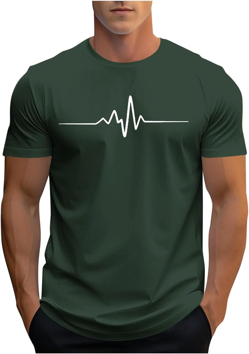 

Мужская футболка Muscle Fitness с коротким рукавом и круглым вырезом QUNPIU