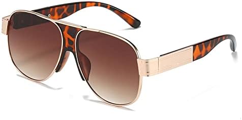 

Большие солнцезащитные очки для женщин, металлическая оправа, овальные солнцезащитные очки для мужчин, ретро-очки для вождения, прозрачные зеркальные очки UV400 MTZJH, Leopard Brown