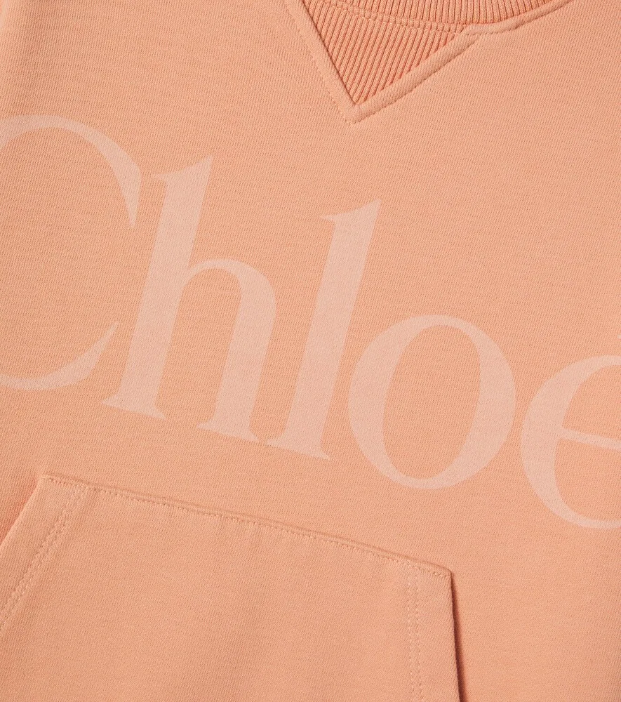 Платье-толстовка из хлопка с логотипом Chloé Kids, оранжевый — фото 3