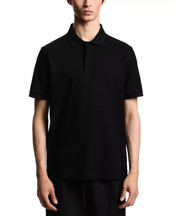 

Жаккардовая трикотажная рубашка-поло Emporio Armani, черный